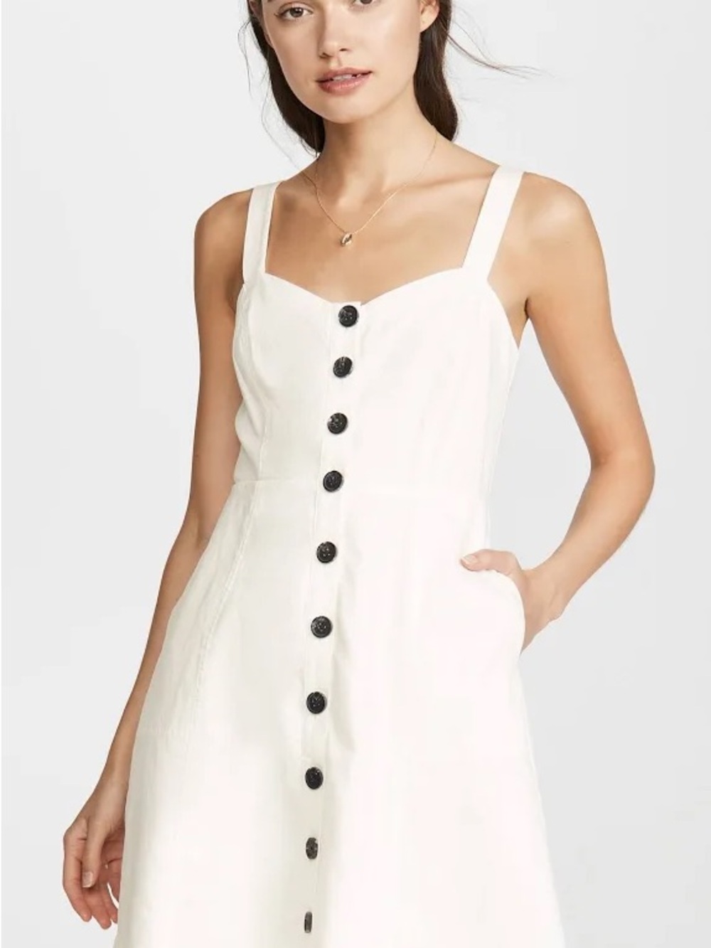 Madewell White Button-Front Midi Sundress